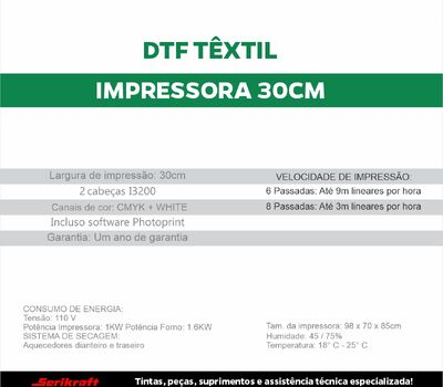 Seriprinter DTF TÊXTIL 30 CM