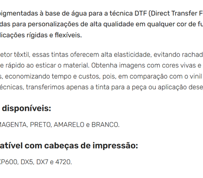 Tinta DTF têxtil